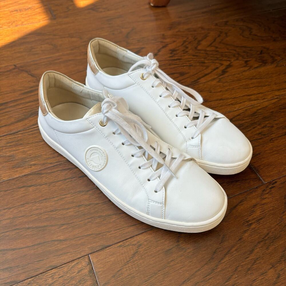 Pataugas Aster F4G‎ White / Gold Sneakers Sz Made in Portugal Sz 40 / 7